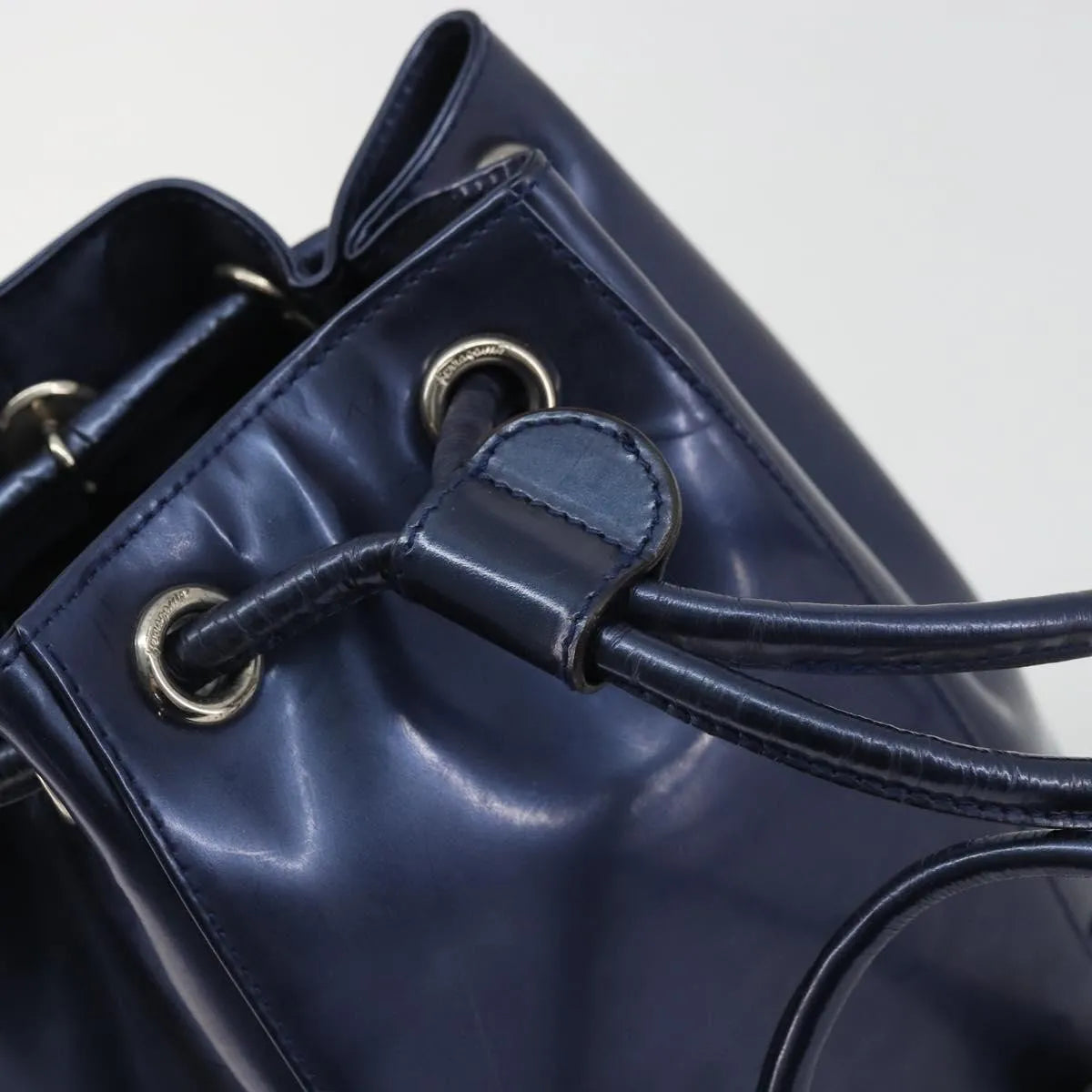Salvatore Ferragamo Vala Patent Leather, Navy, Patent Leather, Backpack