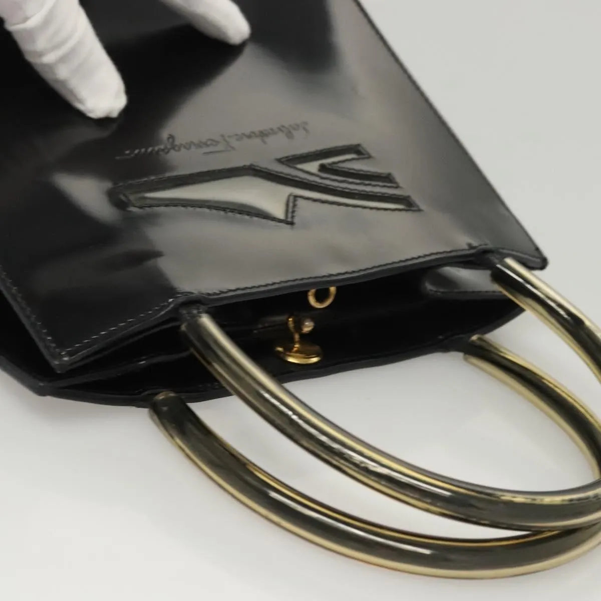Salvatore Ferragamo Vintage Patent leather, Black, Patent Leather, Handbag
