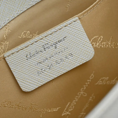 Salvatore Ferragamo Gancini Leather, White, Leather, Shoulder Bag