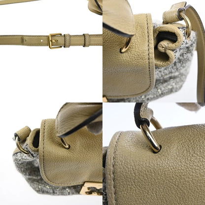 Chloe Elsie Tweed Leather, Beige, Tweed, Shoulder Bag