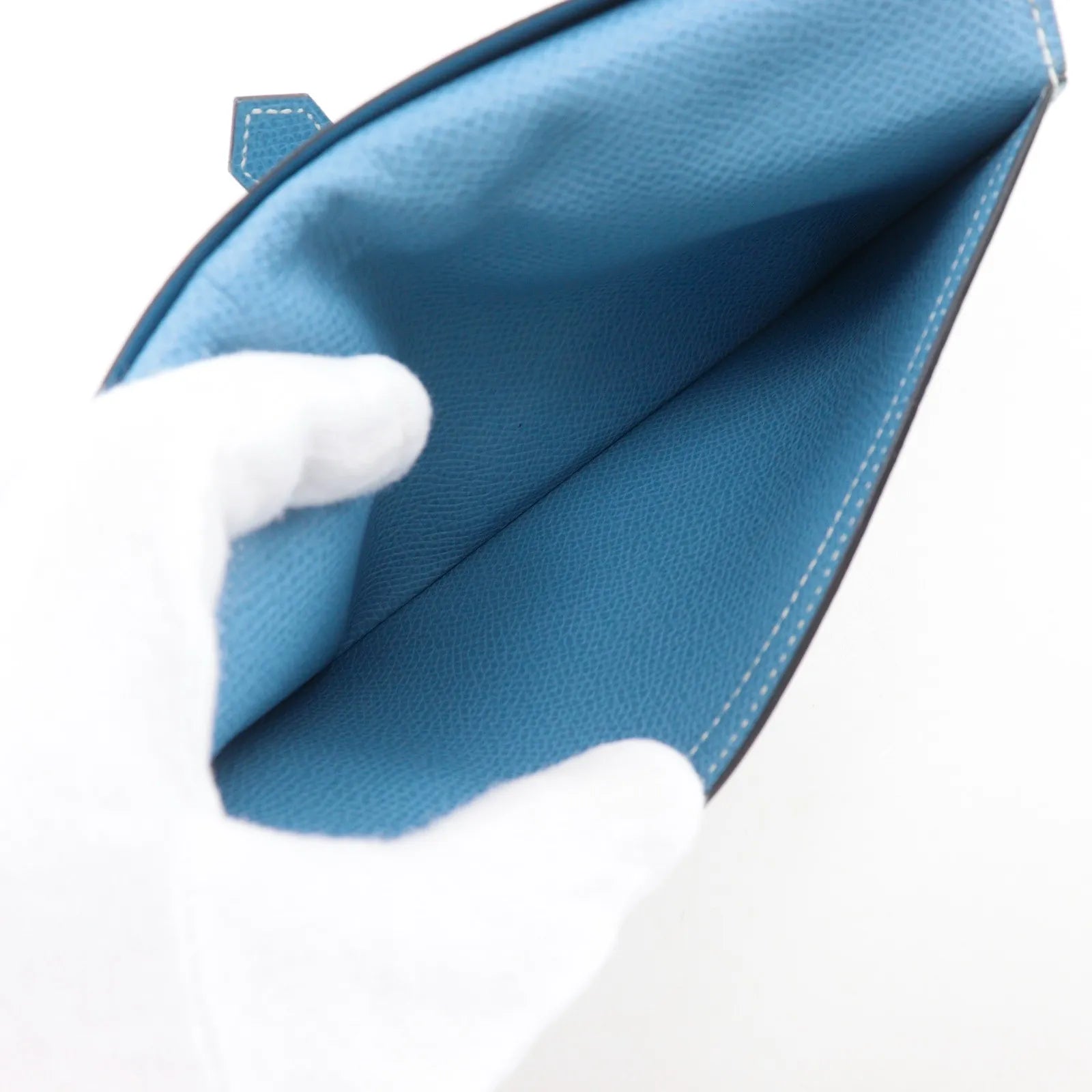 Hermes Bearn Epsom, Blue, Leather, Wallet
