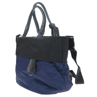 Prada Convertible Double Tote Tessuto, Black, Nylon, Handbag