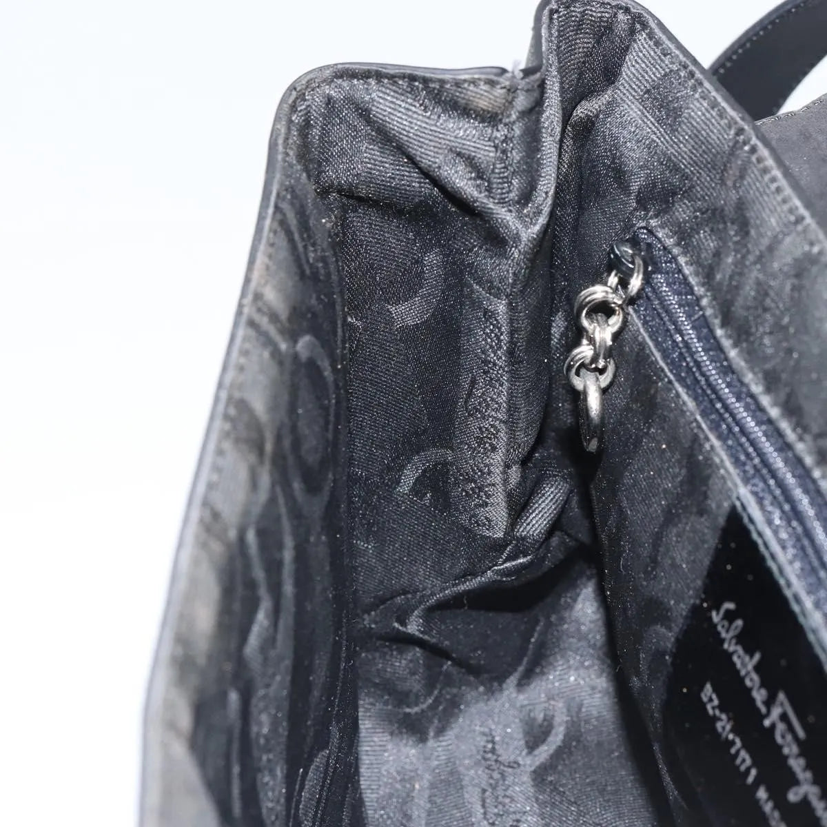 Salvatore Ferragamo Vala Leather, Black, Patent Leather, Shoulder Bag