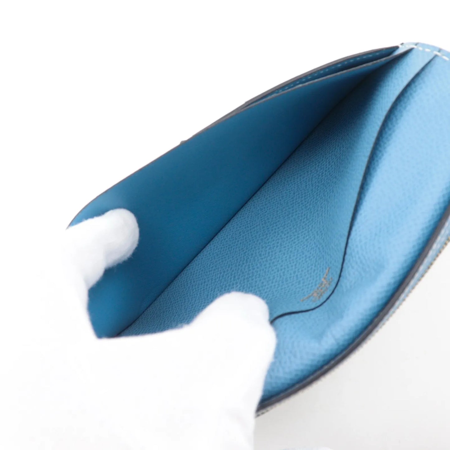 Hermes Bearn Epsom, Blue, Leather, Wallet