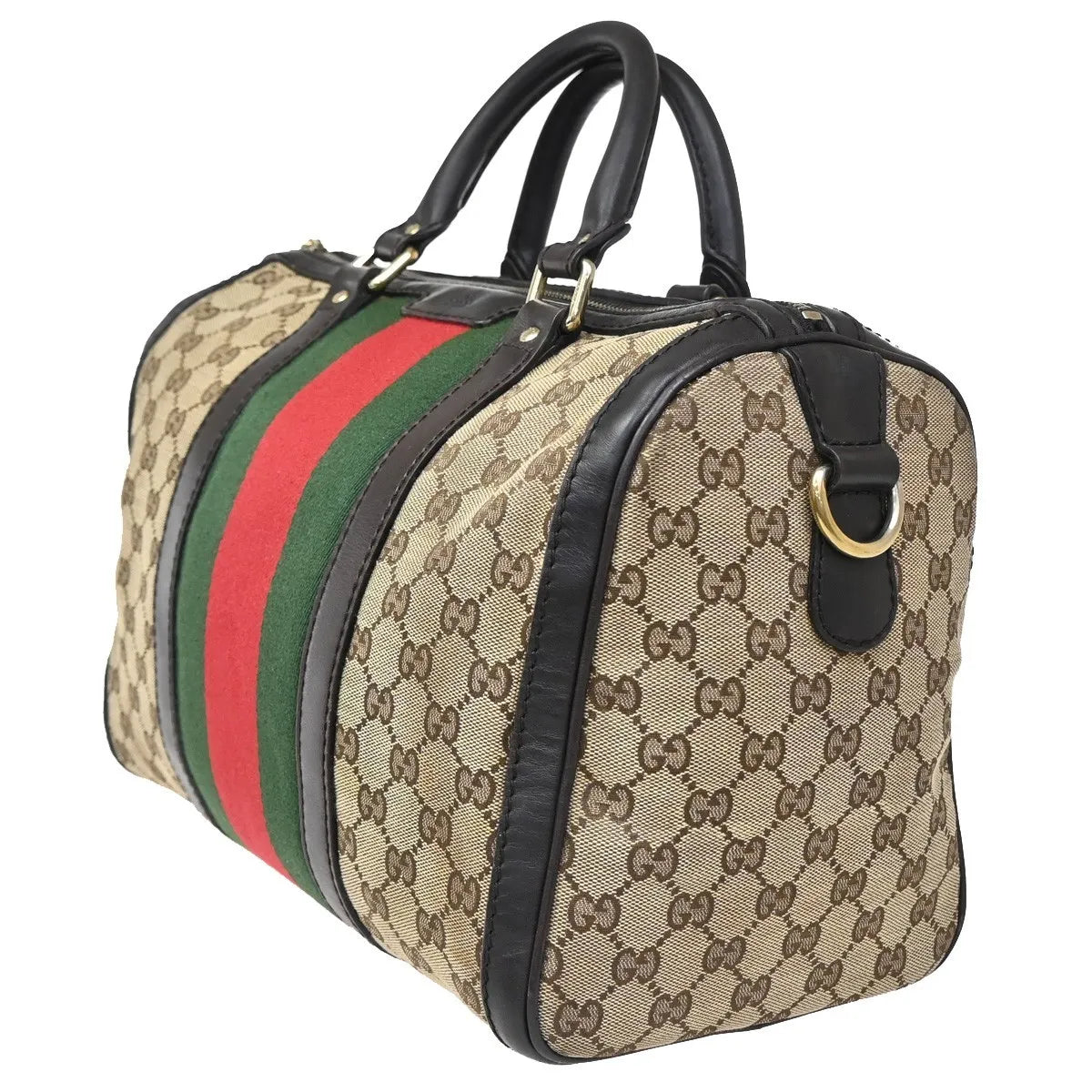 Gucci Vintage Web Boston GG Canvas, Brown, Canvas, Handbag
