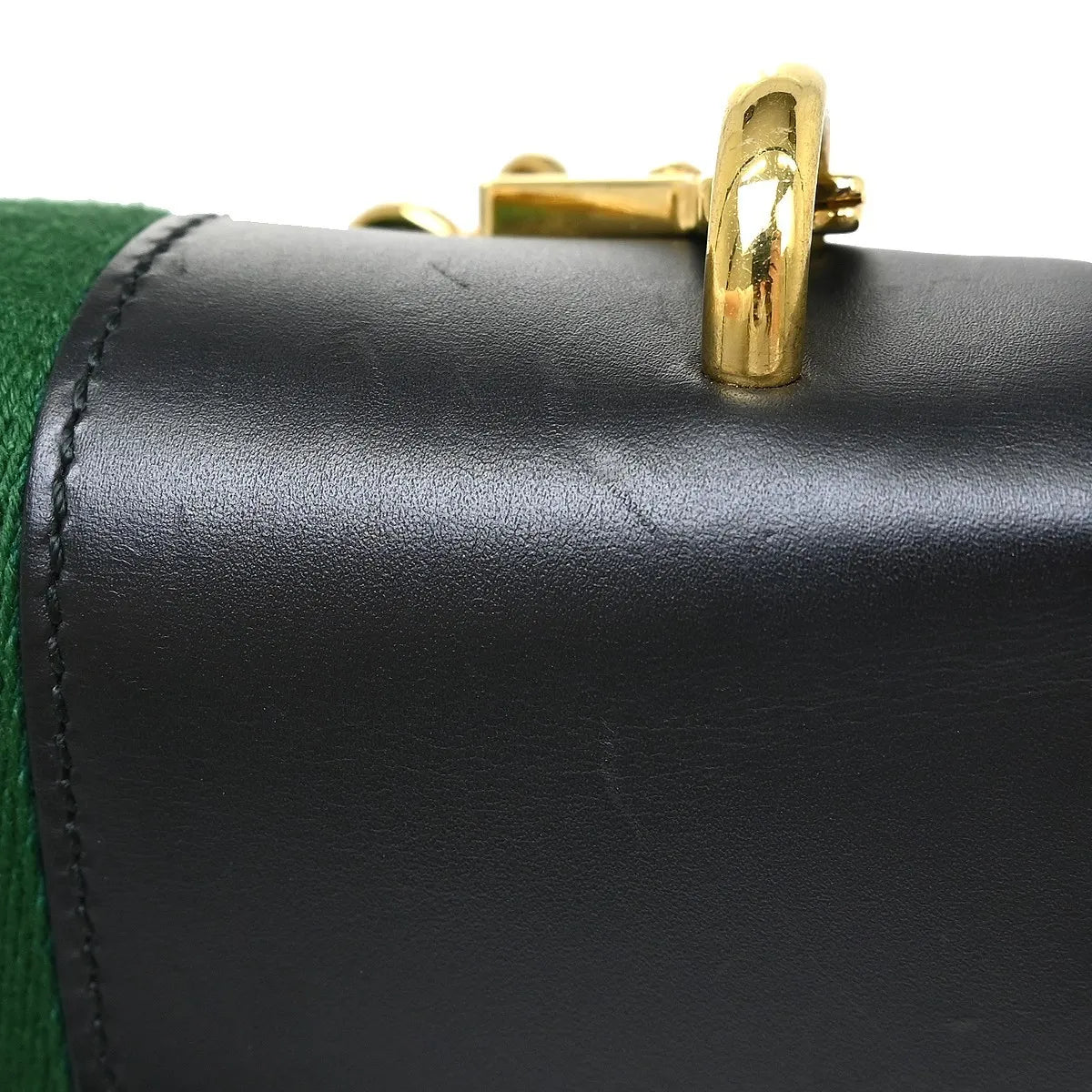 Gucci Sylvie Chain Leather, Black, Leather, Shoulder Bag
