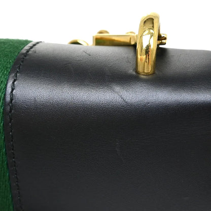 Gucci Sylvie Chain Leather, Black, Leather, Shoulder Bag