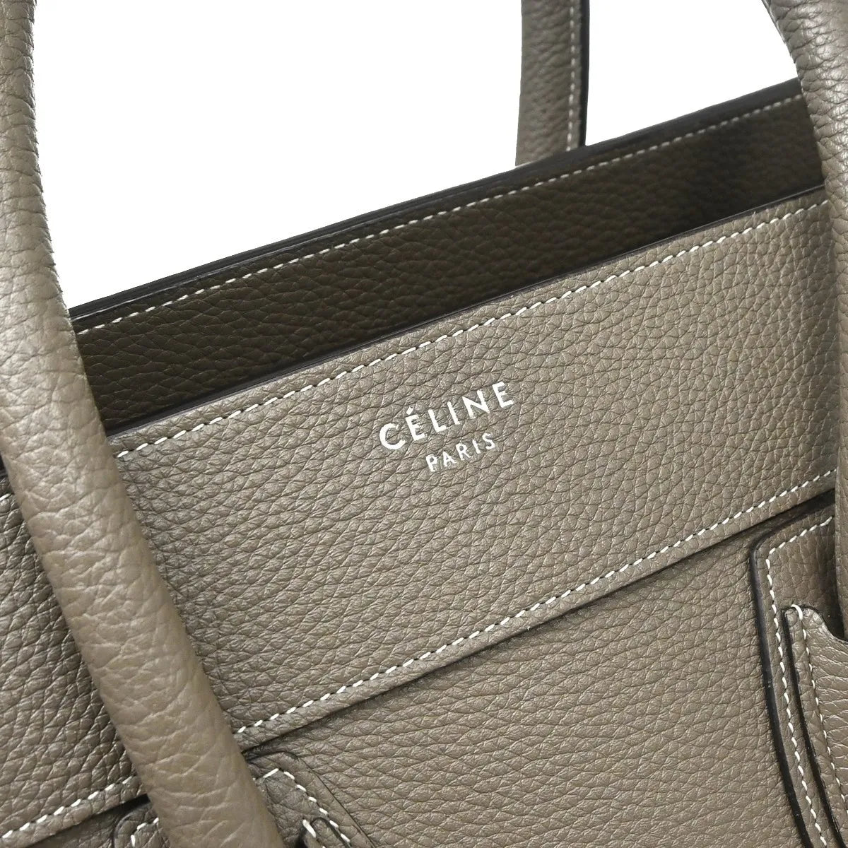 Celine Luggage Grainy Leather, Gray, Leather, Tote Bag
