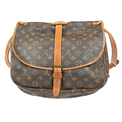Louis Vuitton Saumur Monogram Canvas, Brown, Leather, Shoulder Bag