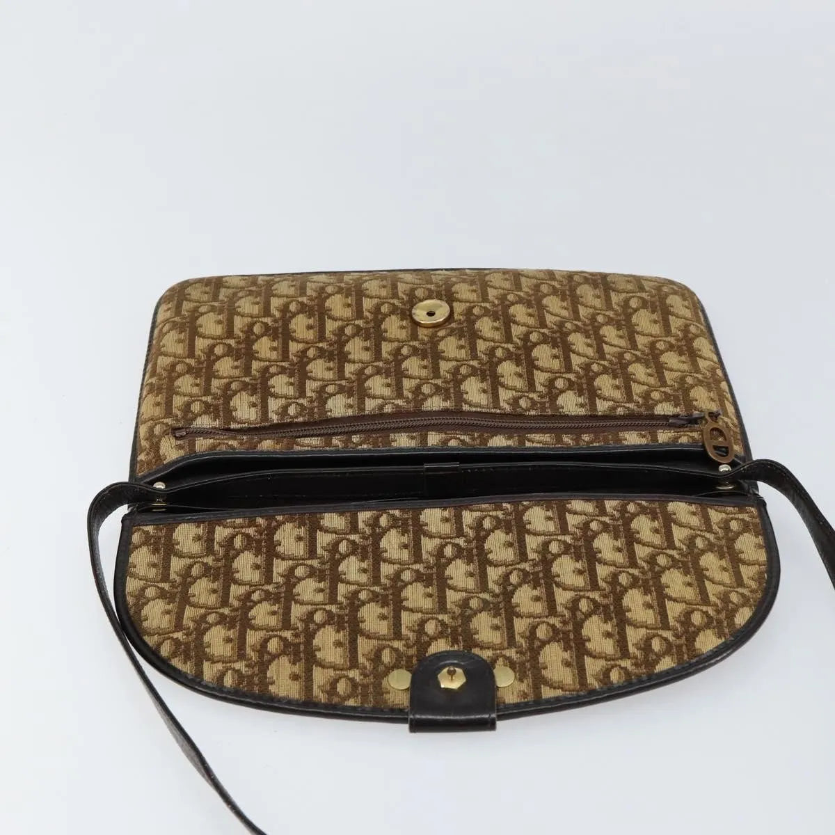 Christian Dior Vintage Trotter Canvas, Beige, Canvas, Shoulder Bag