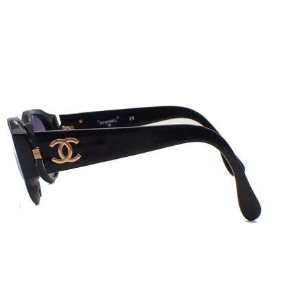 Chanel CHANEL Logo Sunglasses Eye Wear Plastic, Black, Plastic, Sunglasses