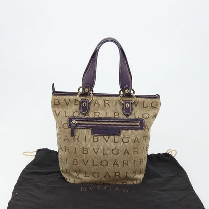 Bvlgari Logomania Canvas, Beige, Canvas, Tote Bag