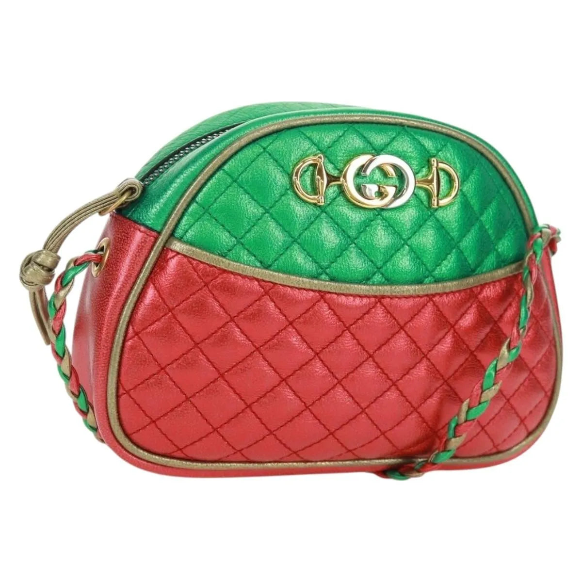 Gucci Trapuntata Camera Quilted Laminated Leather, Red, Leather, Shoulder Bag