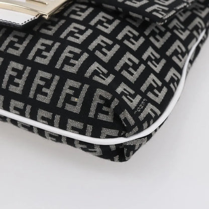 Fendi Vintage Flap Zucchino Canvas, Black, Canvas, Shoulder Bag