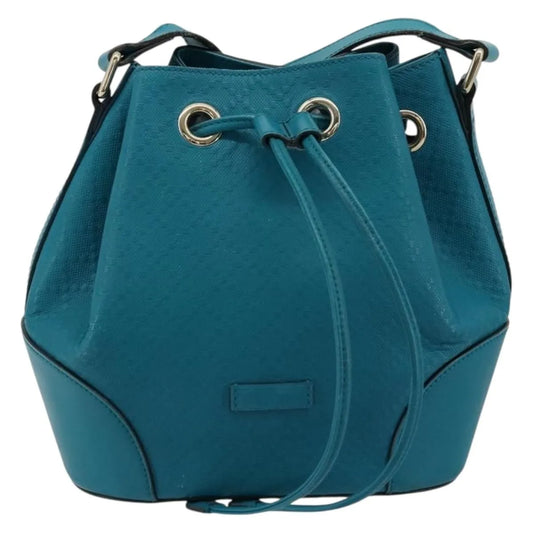 Gucci Bright Bucket Diamante Leather, Blue, Leather, Shoulder Bag