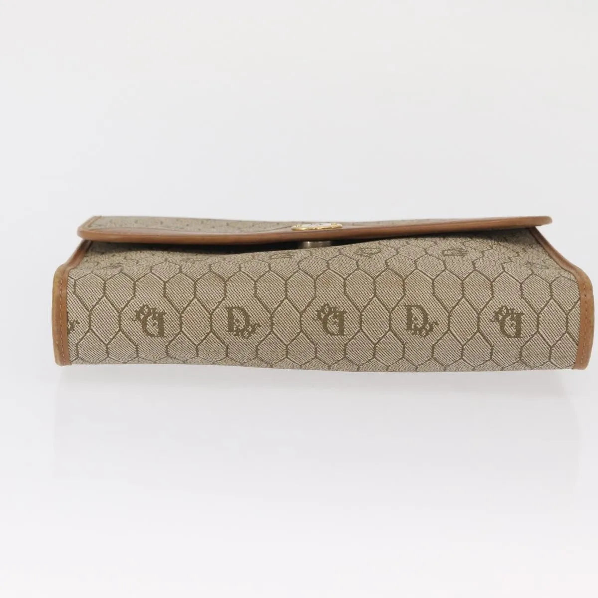 Christian Dior Vintage Honeycomb chain Canvas, Beige, Canvas, Shoulder Bag