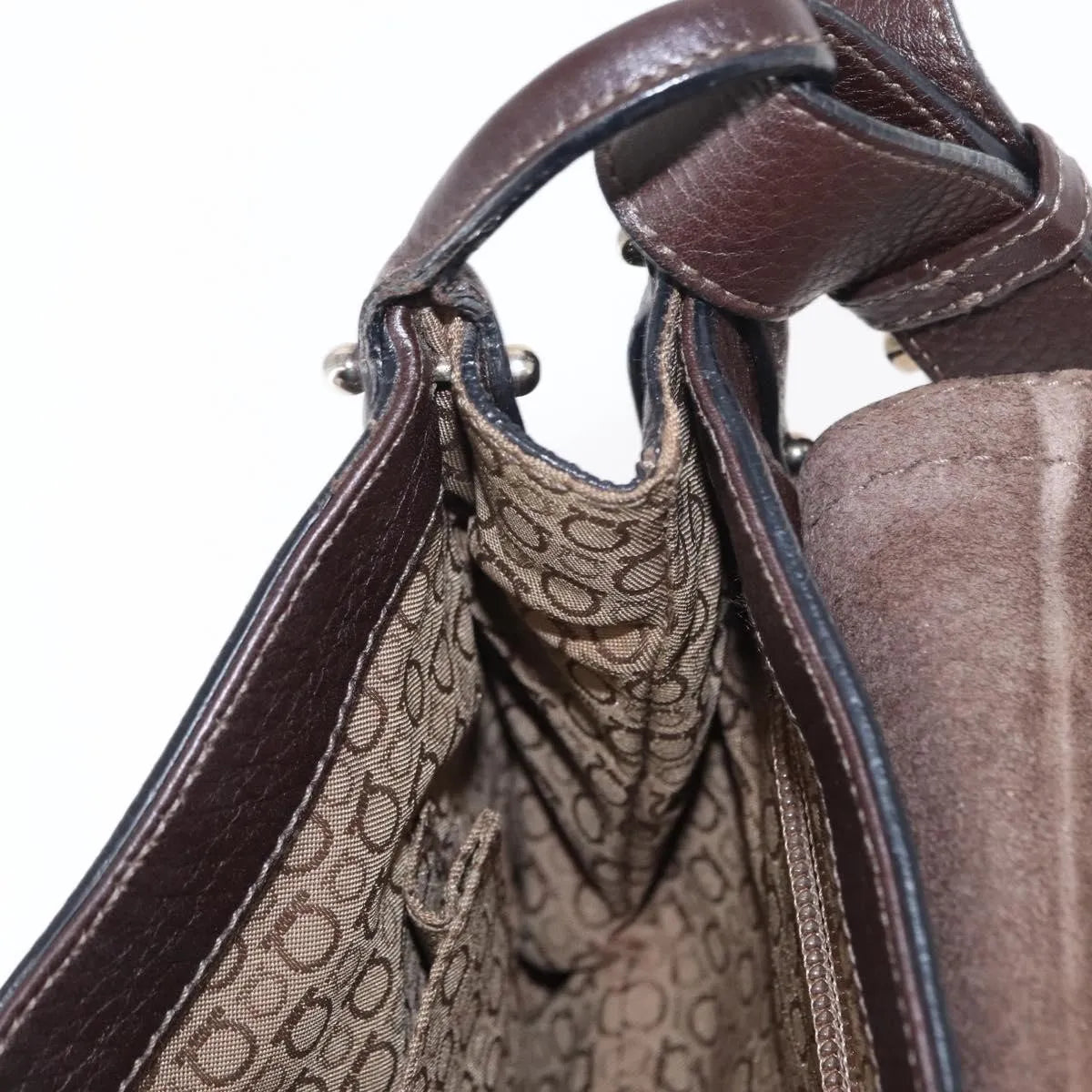 Salvatore Ferragamo Gancini Leather, Brown, Leather, Shoulder Bag