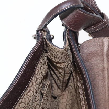 Salvatore Ferragamo Gancini Leather, Brown, Leather, Shoulder Bag