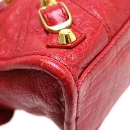 Balenciaga City Classic Studs Leather, Red, Leather, Handbag