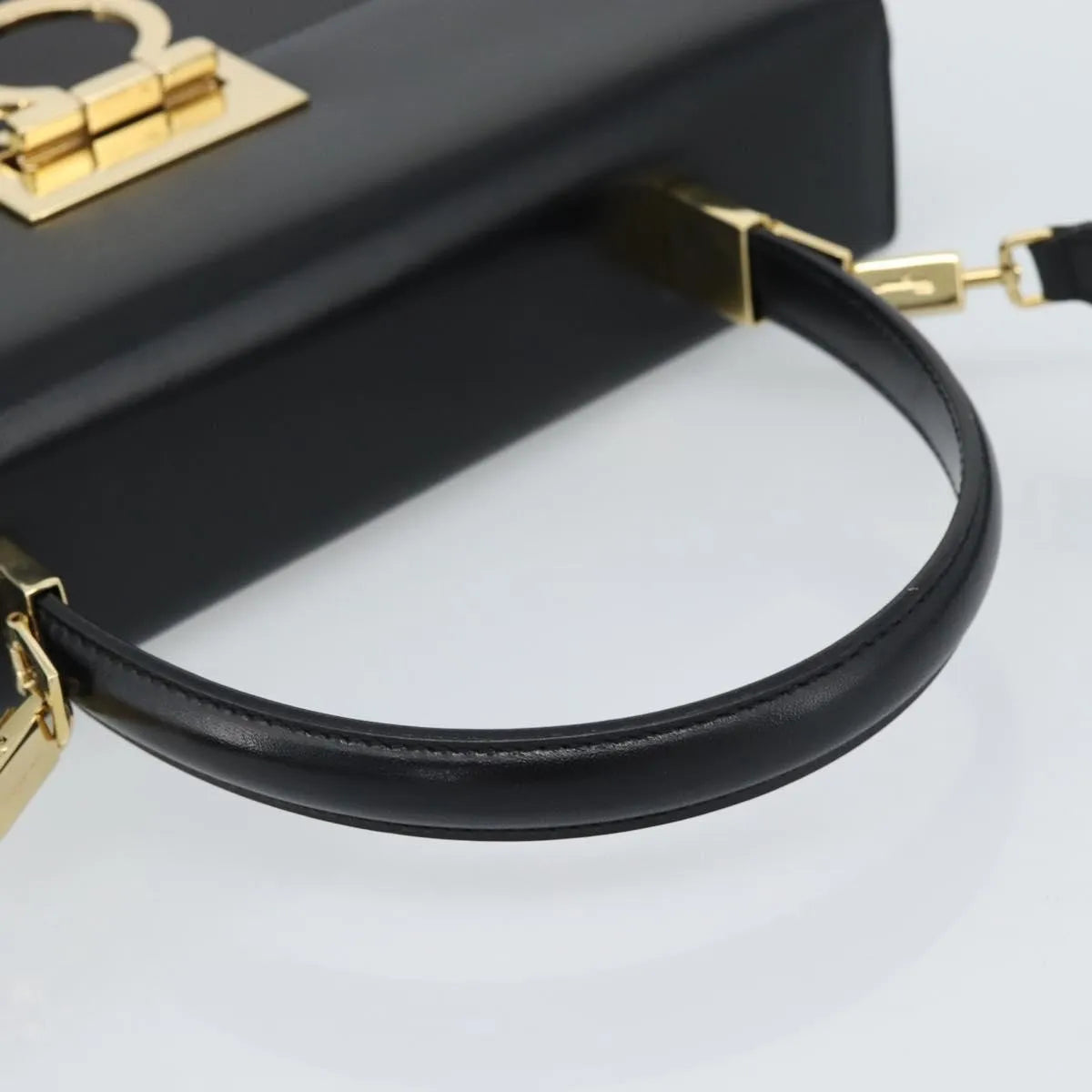 Salvatore Ferragamo Convertible Top Handle Leather, Black, Leather, Handbag