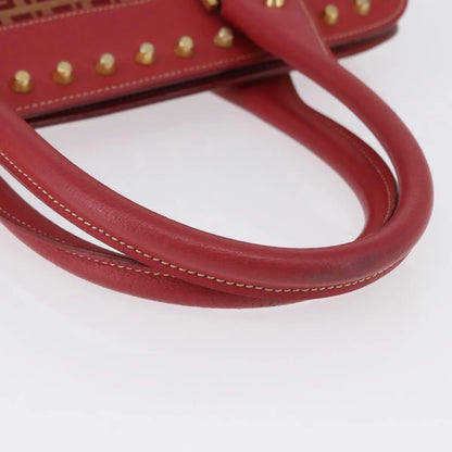 Fendi Studded Handle canvas, Red, Canvas, Handbag