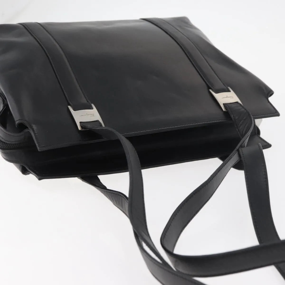 Salvatore Ferragamo Vintage Leather, Black, Leather, Tote Bag