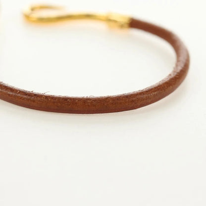 Hermes Jumbo Hook Braided Leather and Metal, Brown, Leather, Bracelet