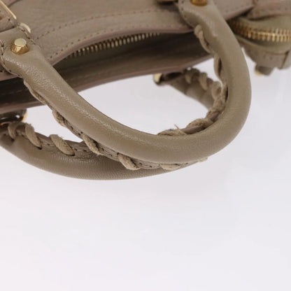 Balenciaga City Classic Studs Leather, Beige, Leather, Handbag
