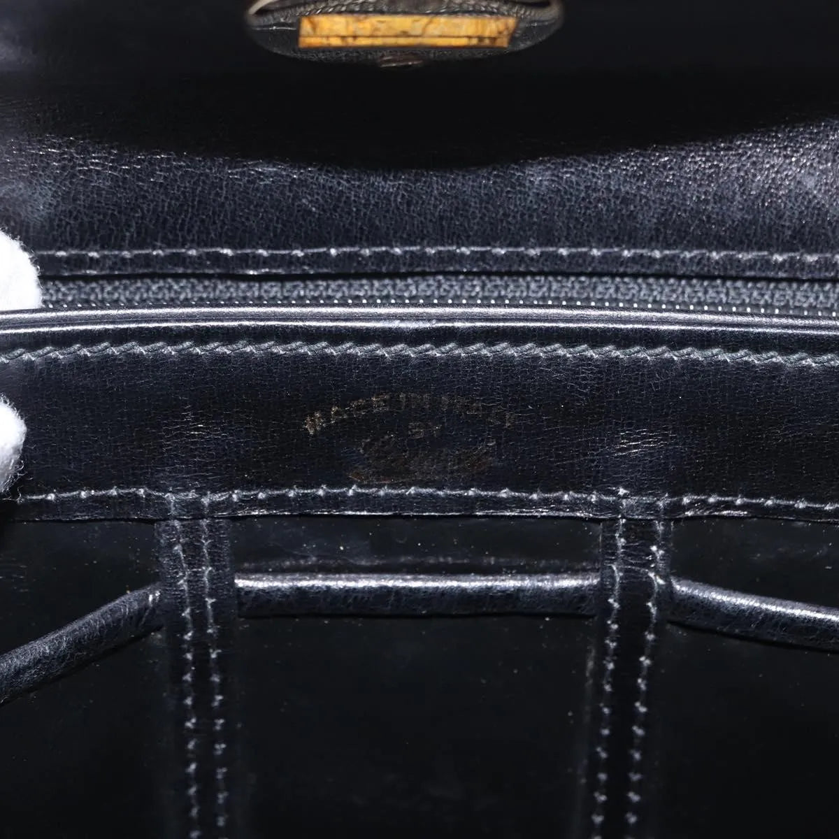 Gucci Vintage Convertible Bamboo Box Leather, Black, Leather, Handbag