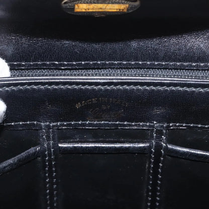 Gucci Vintage Convertible Bamboo Box Leather, Black, Leather, Handbag