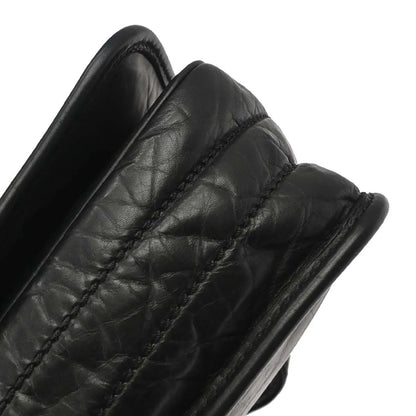 Chanel Vintage Logo Messenger Quilted Aged Calfskin, Black, Leather, Shoulder Bag