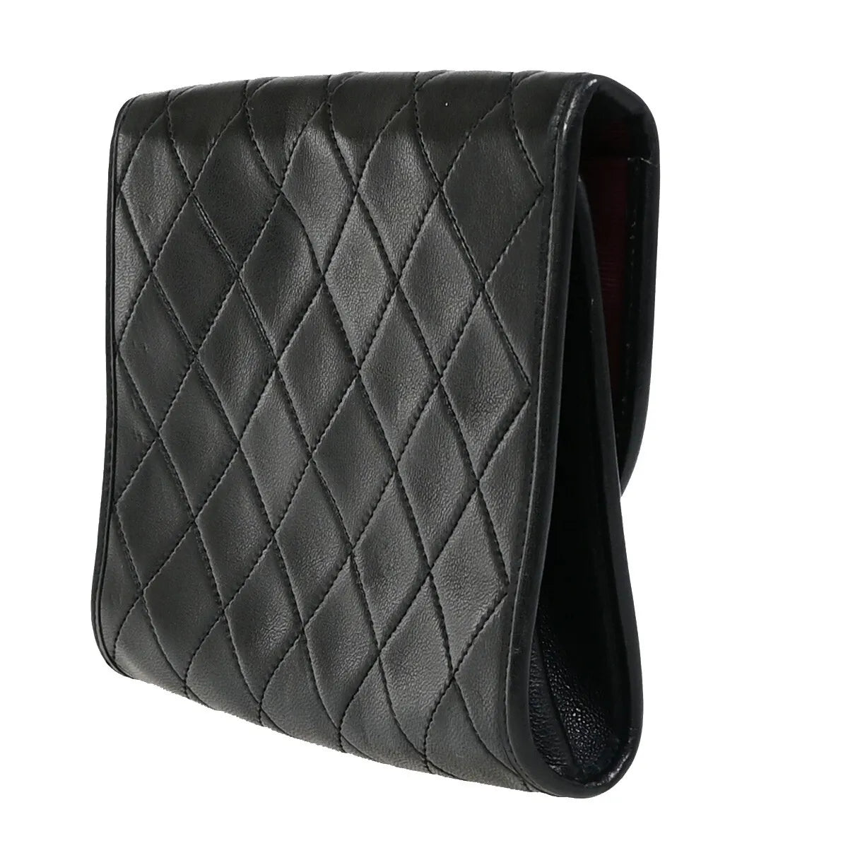 Chanel Vintage Round Flap Quilted Lambskin, Black, Leather, Handbag