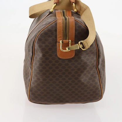 Celine Vintage Duffle Canvas and Leather, Brown, Canvas, Travel Bag