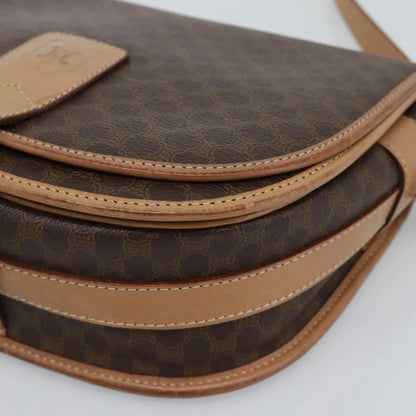 Celine Vintage Macadam Canvas and Leather, Brown, Canvas, Shoulder Bag