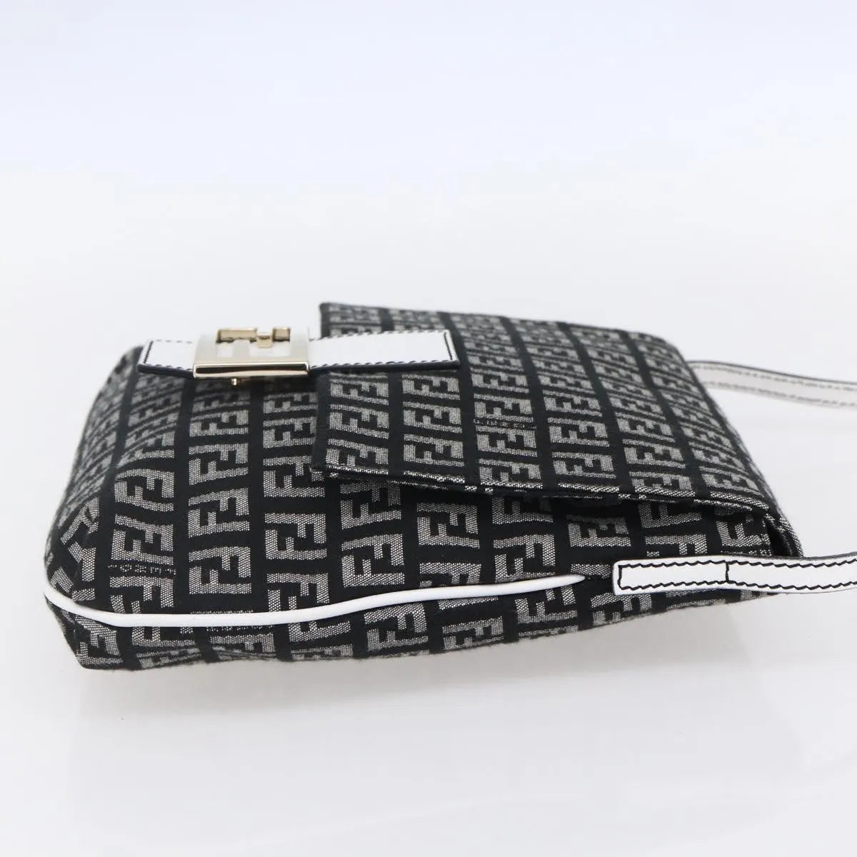 Fendi Vintage Flap Zucchino Canvas, Black, Canvas, Shoulder Bag