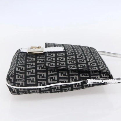 Fendi Vintage Flap Zucchino Canvas, Black, Canvas, Shoulder Bag