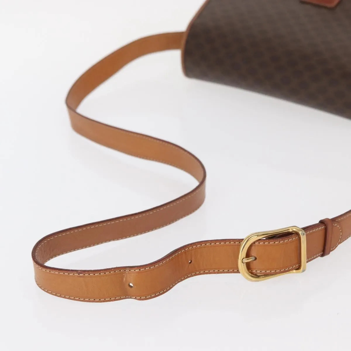 Celine Vintage Macadam Canvas, Brown, Canvas, Shoulder Bag
