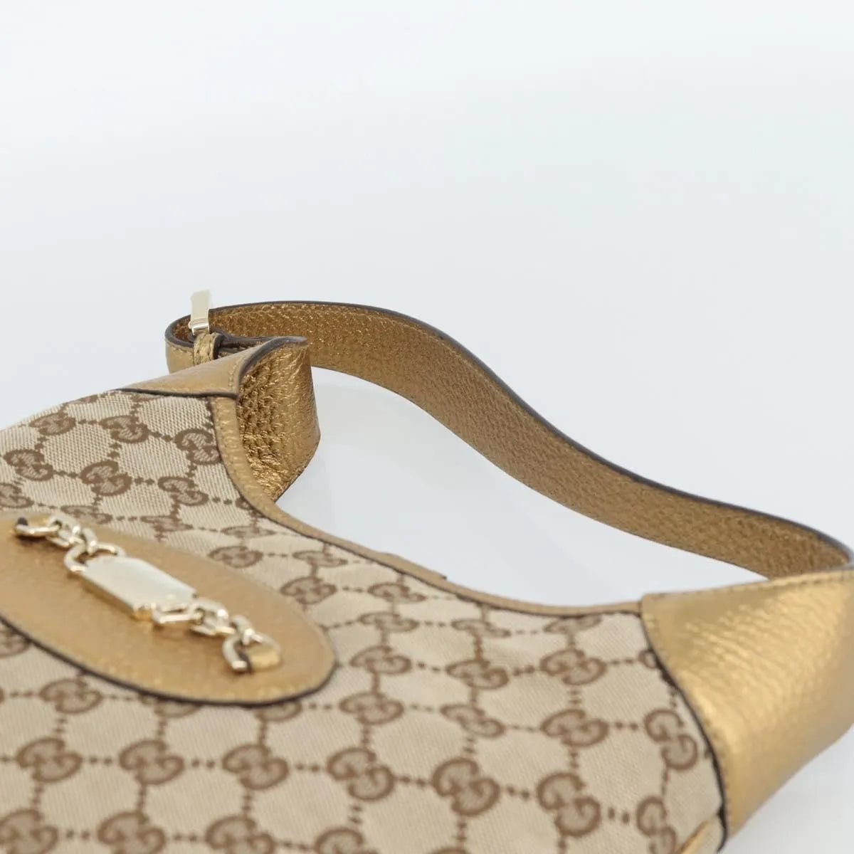 Gucci Vintage Jackie O Chain Hobo GG Canvas, Beige, Canvas, Handbag