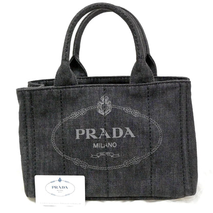 Prada Canapa Convertible Tote Denim, Black, Denim, Tote Bag