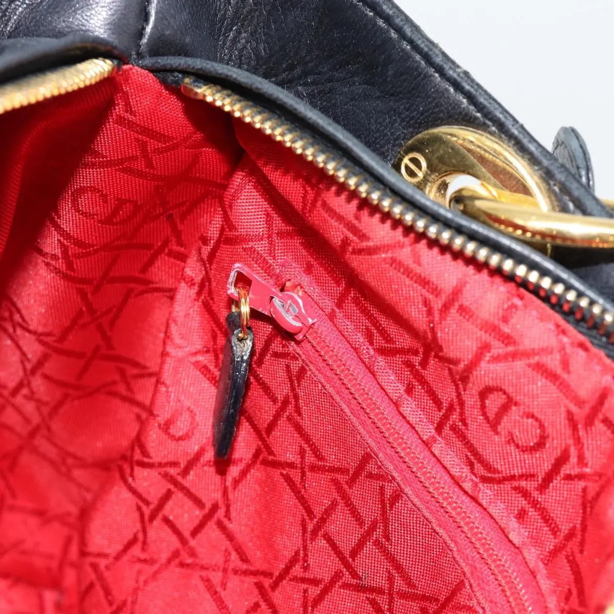 Christian Dior Vintage Lady Dior Cannage Quilt Lambskin, Black, Leather, Handbag
