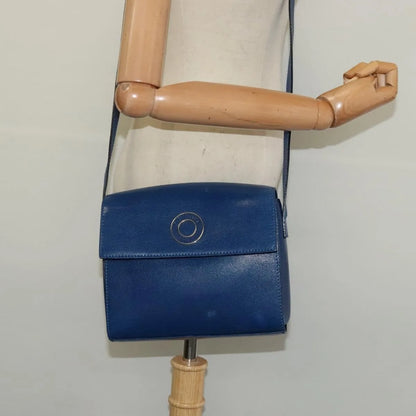 Celine Vintage Circle Logo Leather, Blue, Leather, Shoulder Bag