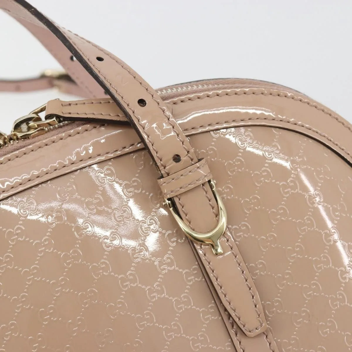 Gucci Nice Top Handle Microguccissima Patent, Beige, Patent Leather, Handbag