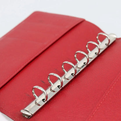Louis Vuitton Agenda Cover Damier, Red, Leather, Clutch
