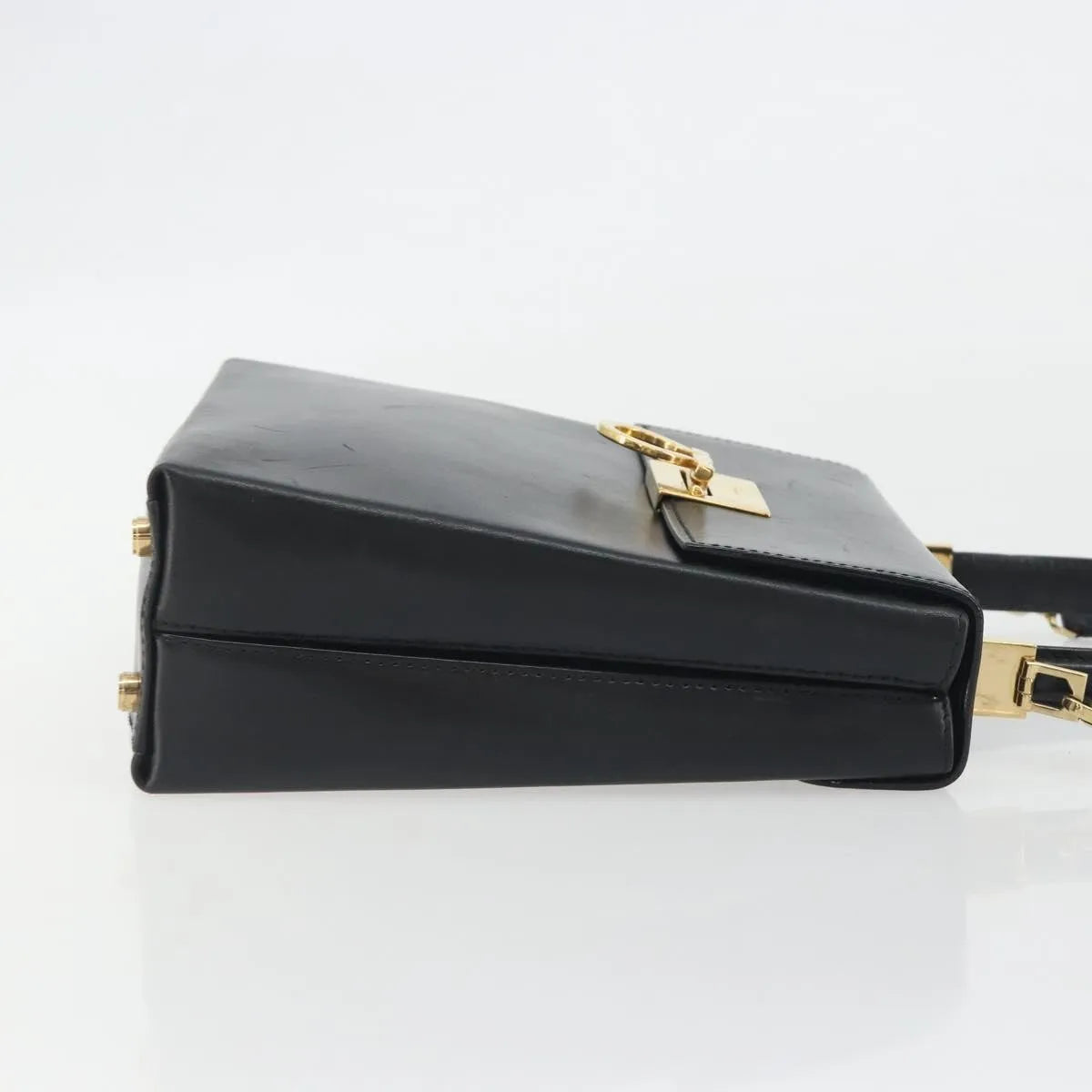 Salvatore Ferragamo Gancini Convertible Top Handle Leather, Black, Leather, Handbag