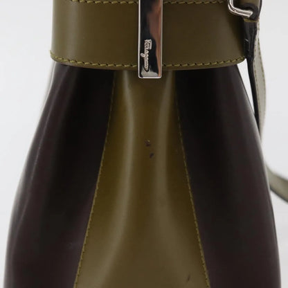 Salvatore Ferragamo Double Gancini Side Buckle Tote Patent Leather, Brown, Patent Leather, Handbag
