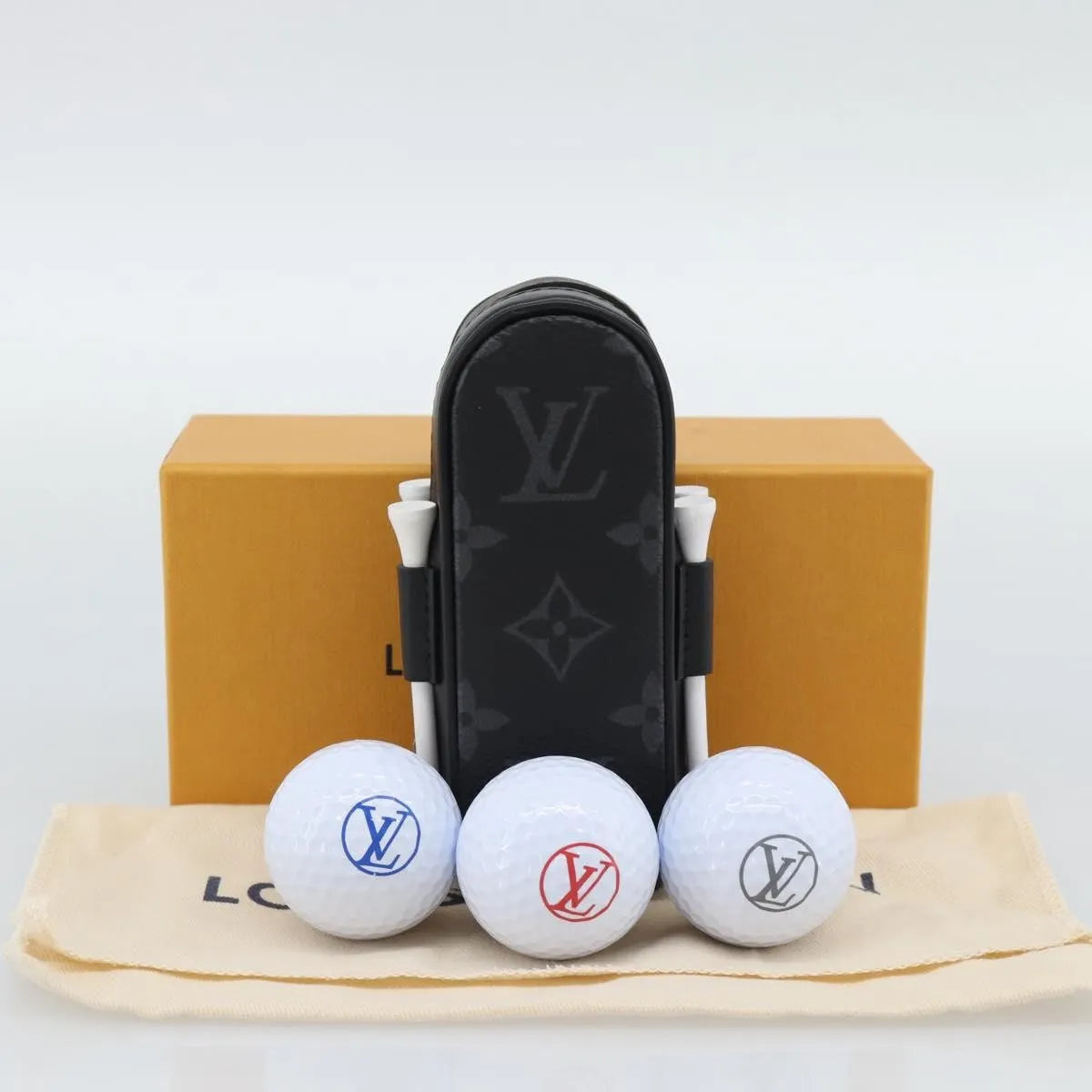 Louis Vuitton golf ball case monogram, Black, Canvas, Clutch