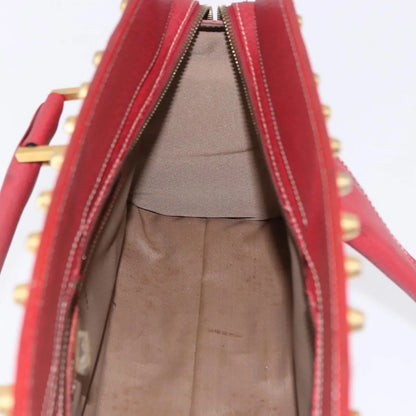 Fendi Studded Handle canvas, Red, Canvas, Handbag
