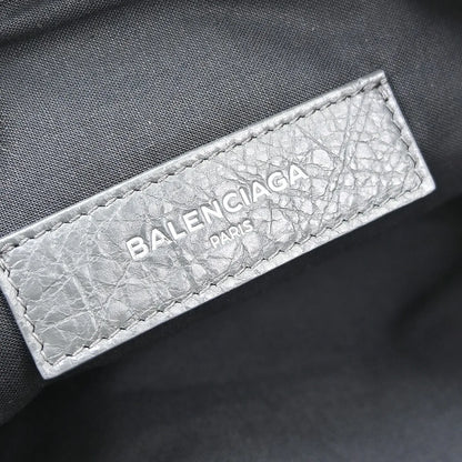 Balenciaga Clip P Leather, Gray, Leather, Clutch