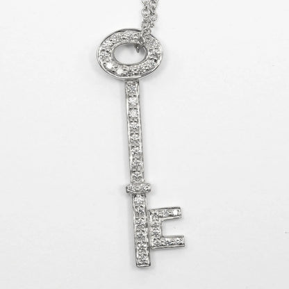 Tiffany & Co. Oval Key Pendant Platinum and Diamonds, Silver, Platinum, Necklace
