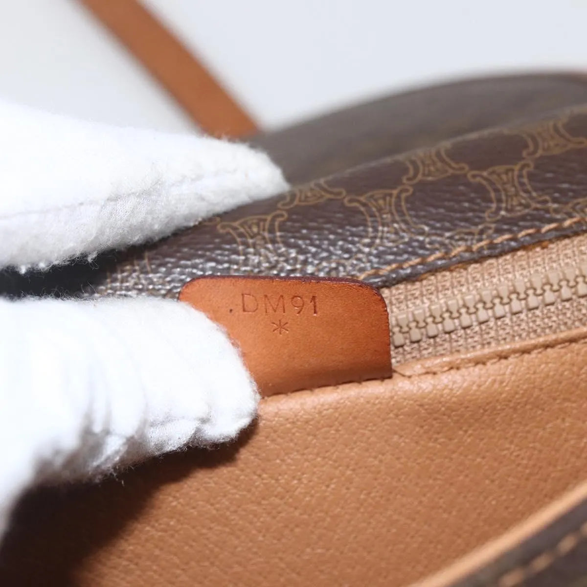 Celine Vintage Macadam Canvas and Leather, Brown, Canvas, Shoulder Bag